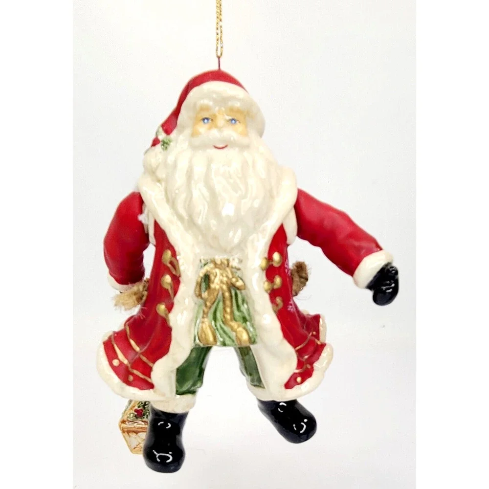 Dillard's Trimmings Set Of 2 Santa Bell Ornaments Arms & Legs Move